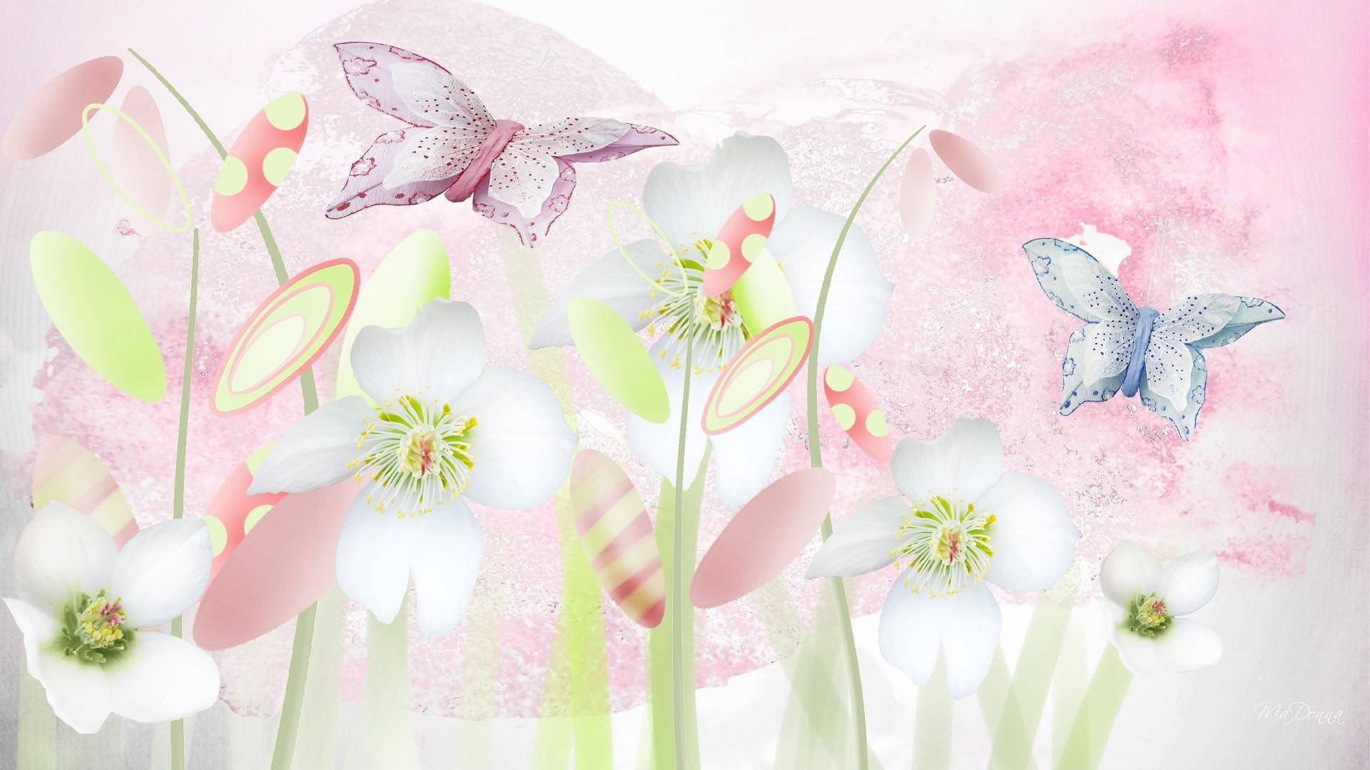 Cute Spring Butterfly Art Background