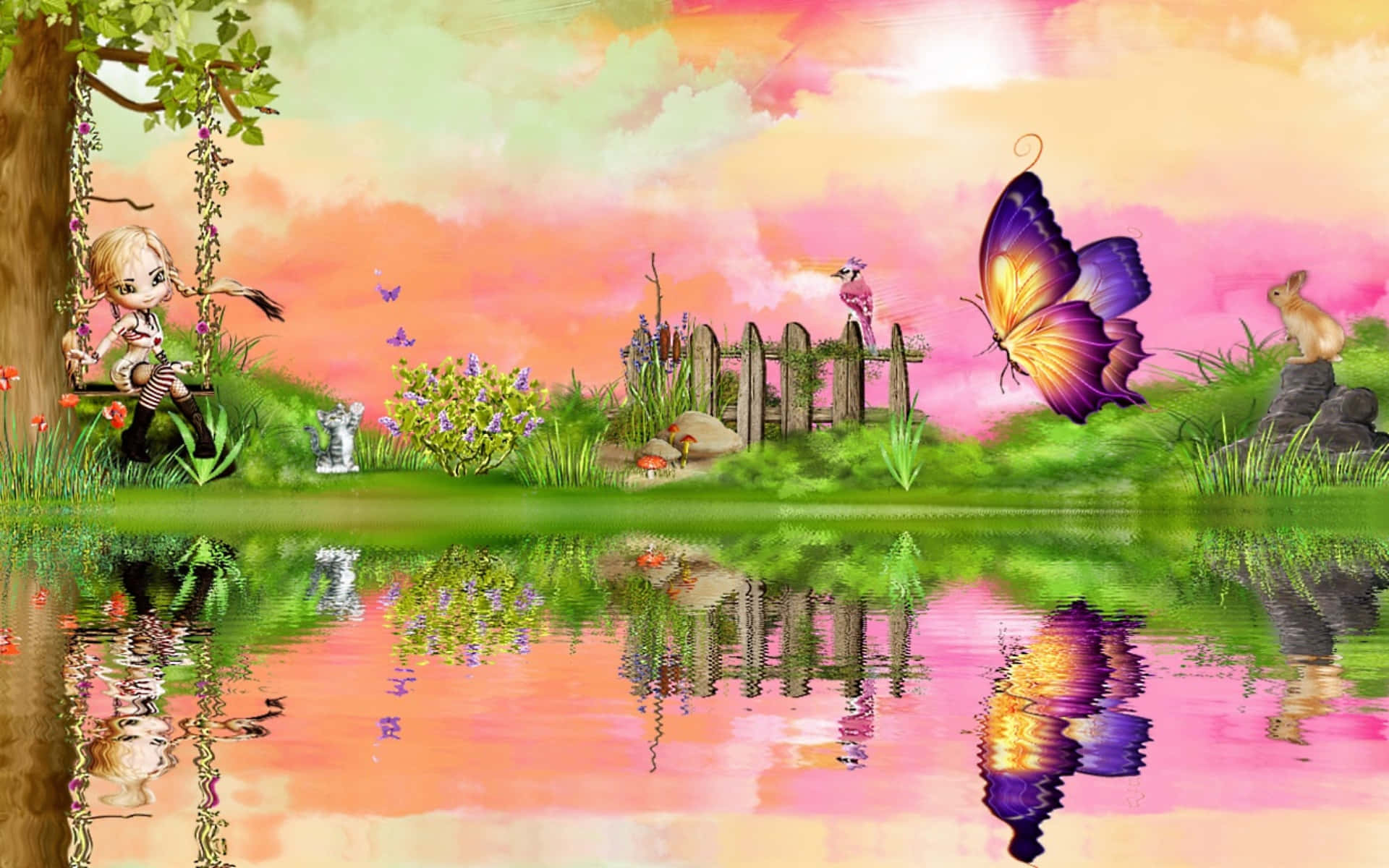 Cute Spring Desktop Fantasy Butterfly Background