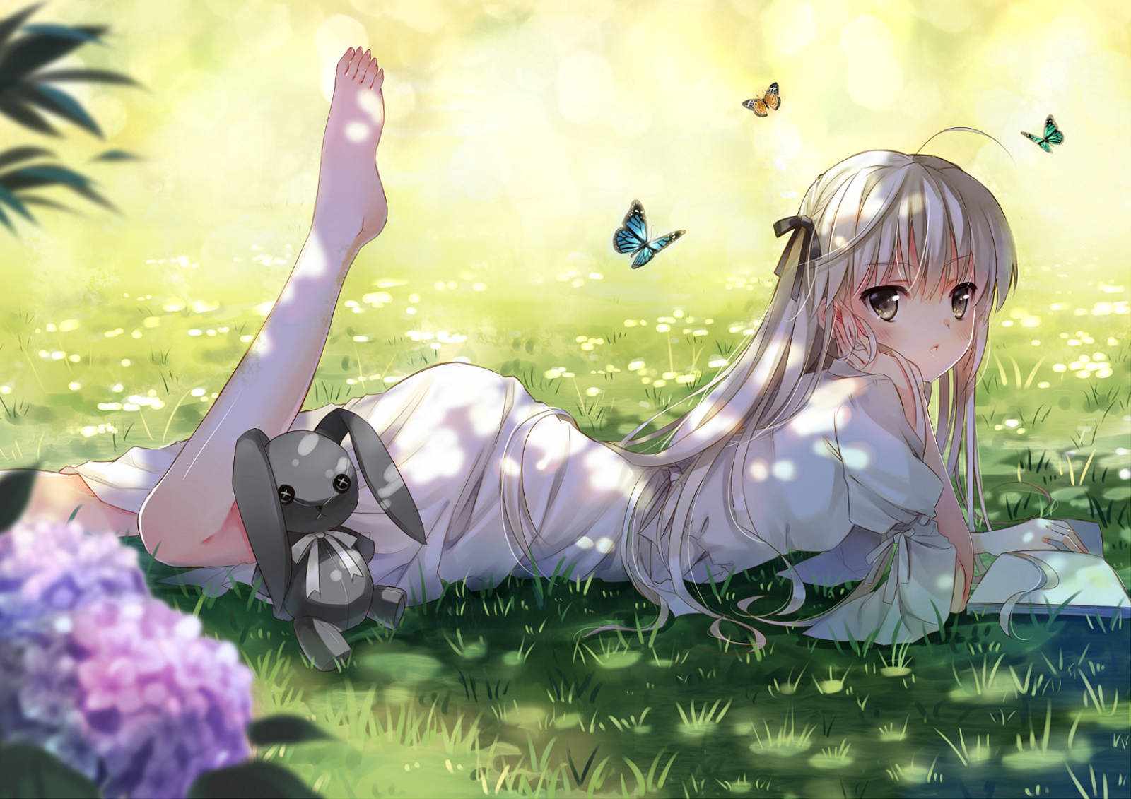 Cute Spring Nature Girl Background