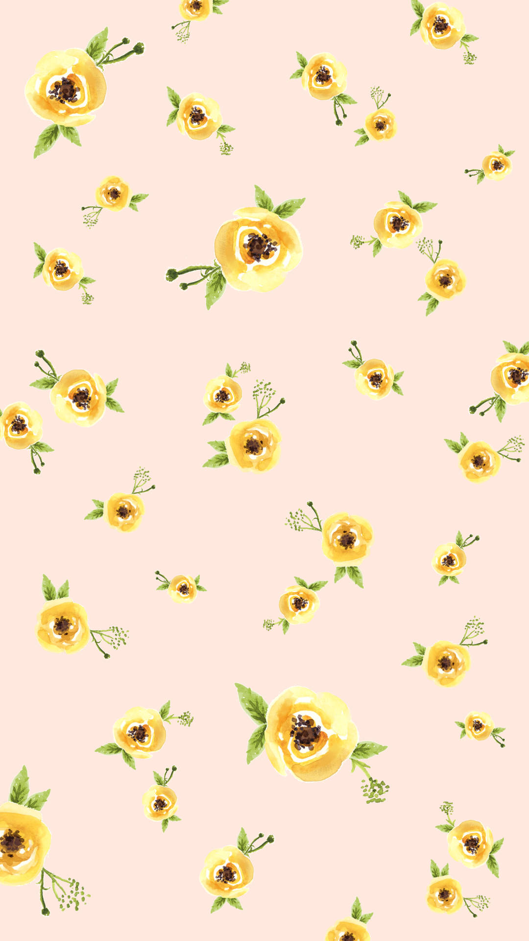 Cute Spring Yellow Flower Pattern Background