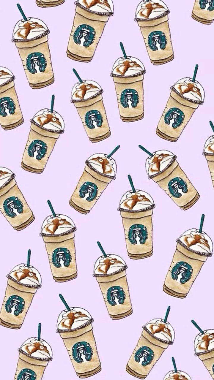 Cute Starbucks Caramel Drink Pattern Background