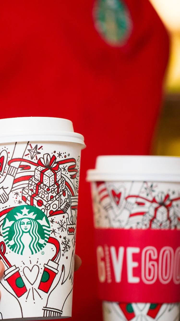 Cute Starbucks Cups Christmas Version Background