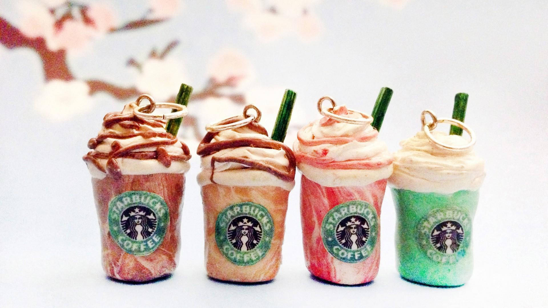 Cute Starbucks Drinks Keychains Background