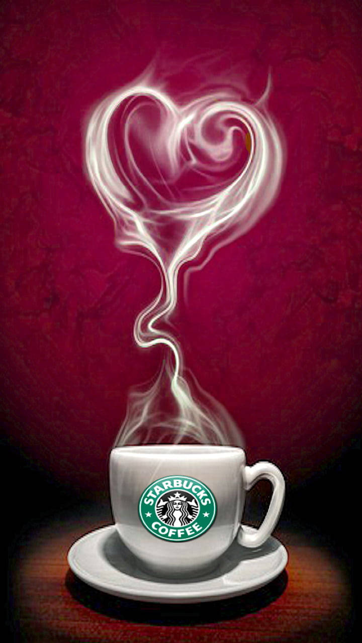 Cute Starbucks Heart Smoke Art Background