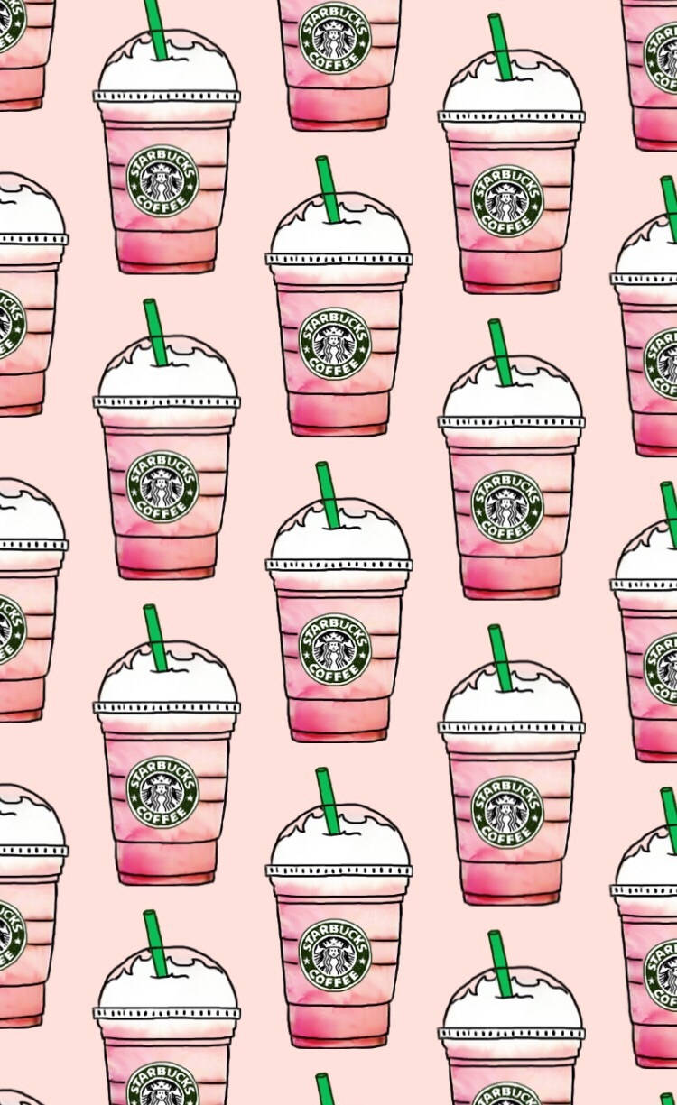 Cute Starbucks Strawberry Soda Cup Background