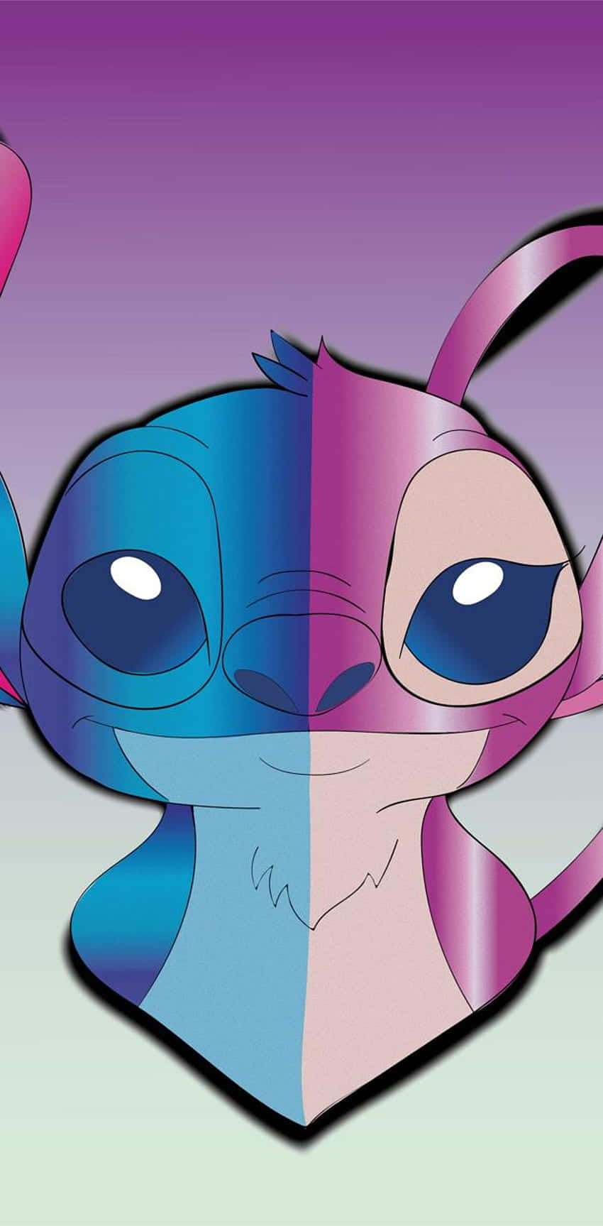 Cute Stitch And Angel Gradient Art Background