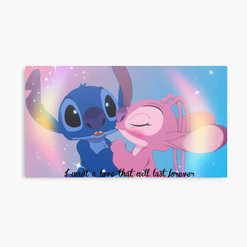 Cute Stitch And Angel Love Quote Background