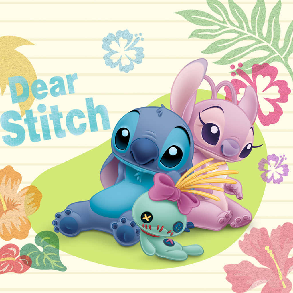 Cute Stitch And Angel Sit Together