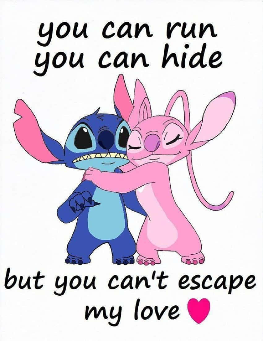 Cute Stitch And Angel Unrequited Love Background