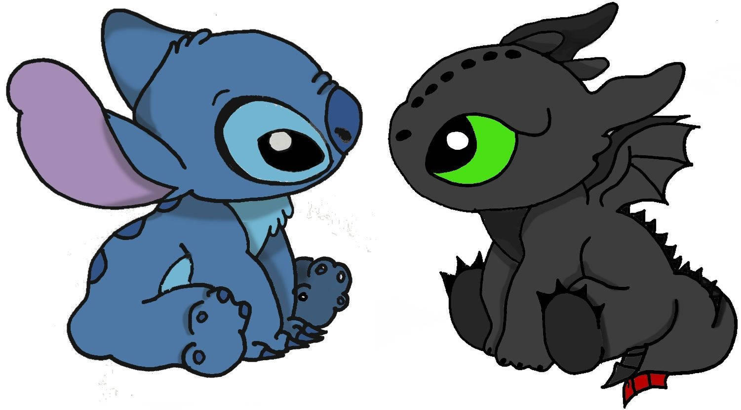 Cute Stitch And Toothless Background
