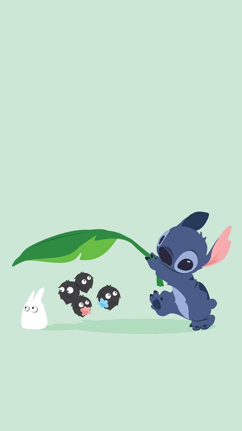 Cute Stitch Coconut And Bunny Iphone Background