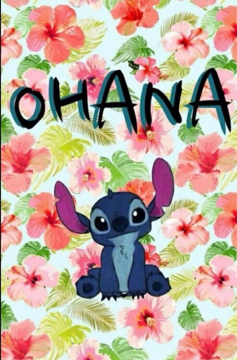 Cute Stitch Floral Ohana Iphone Background