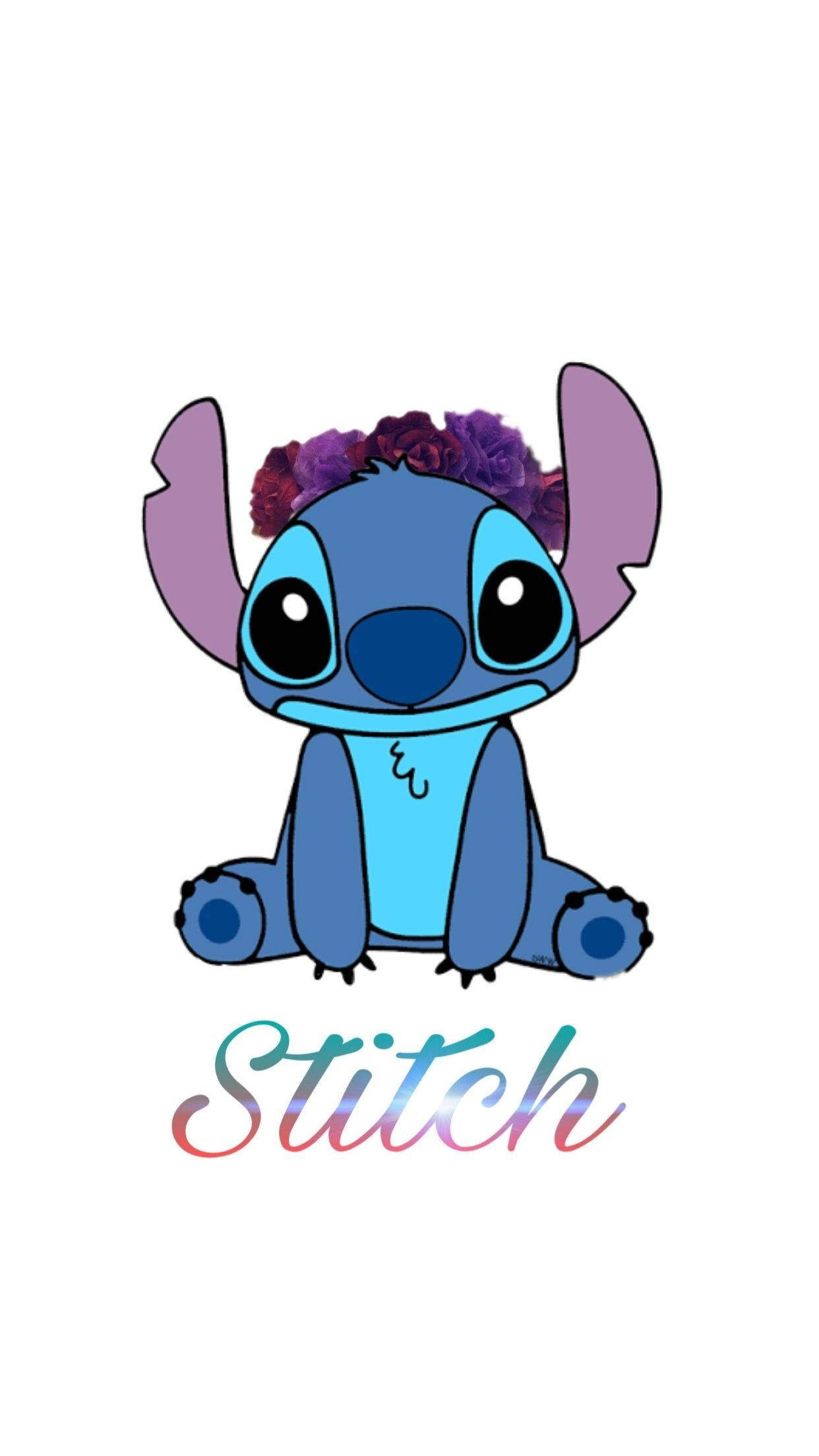 Cute Stitch Flower Crown Iphone Background