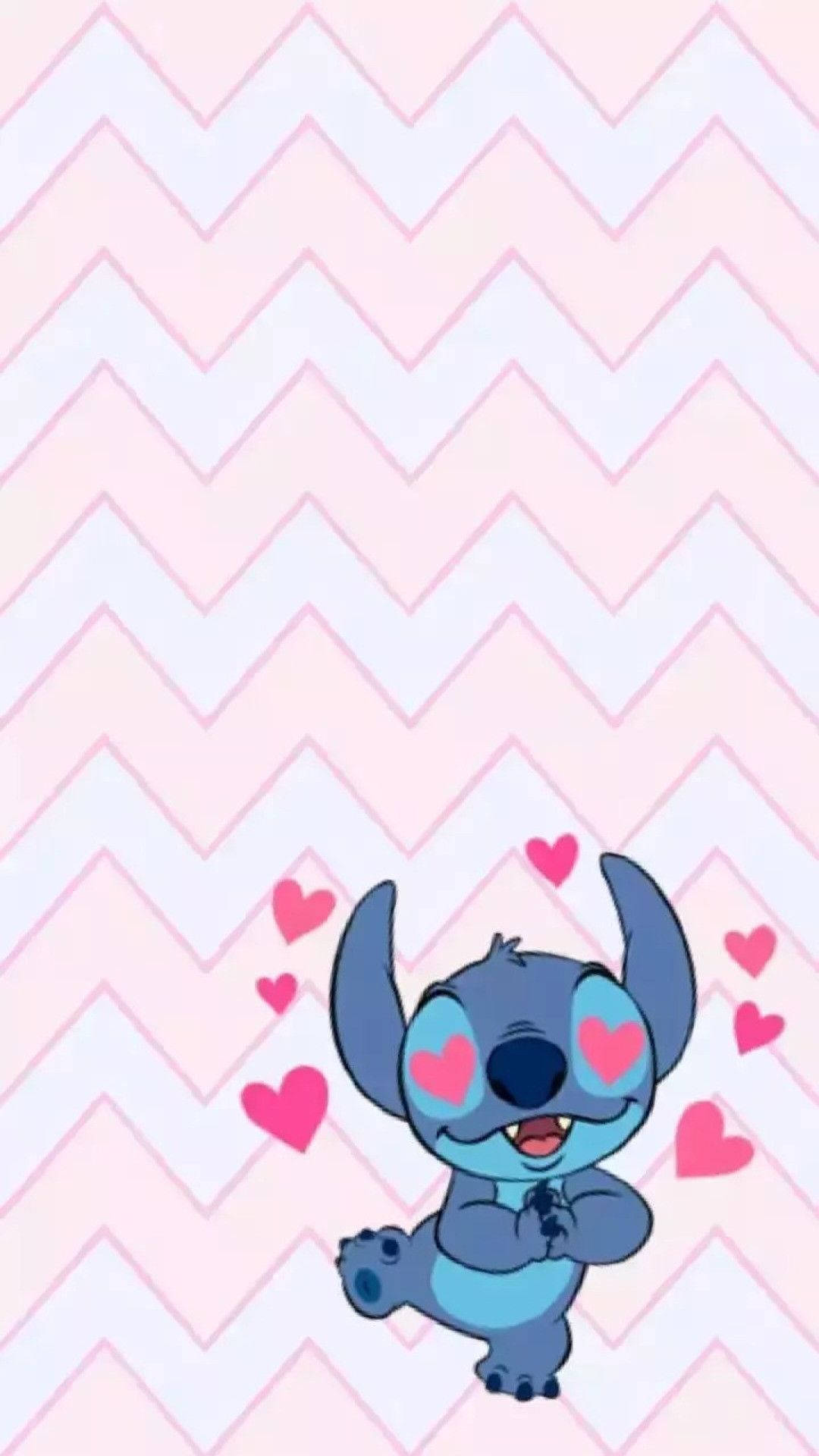 Cute Stitch Heart Eyes Iphone Background