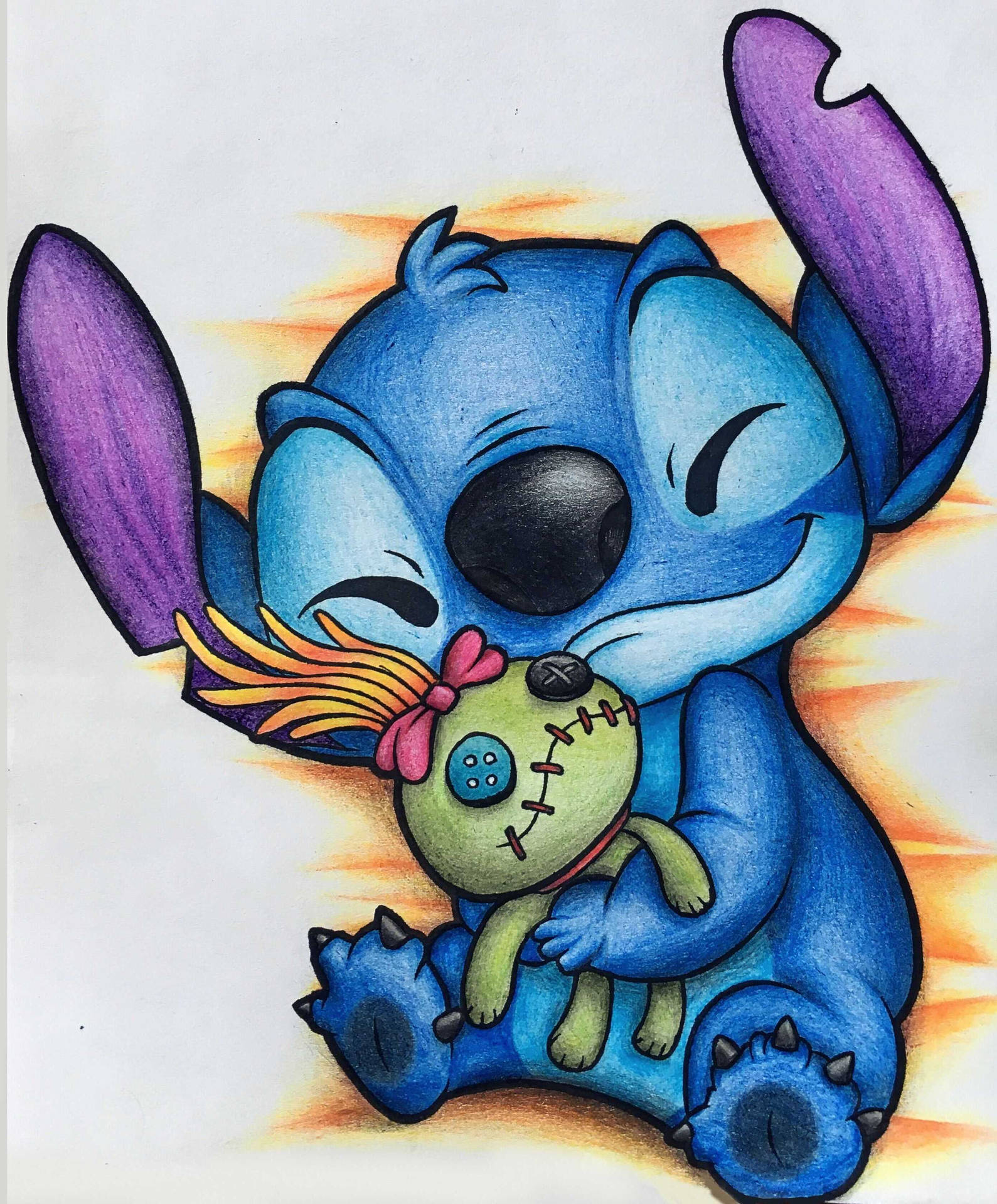 Cute Stitch Hugs Scrump Background