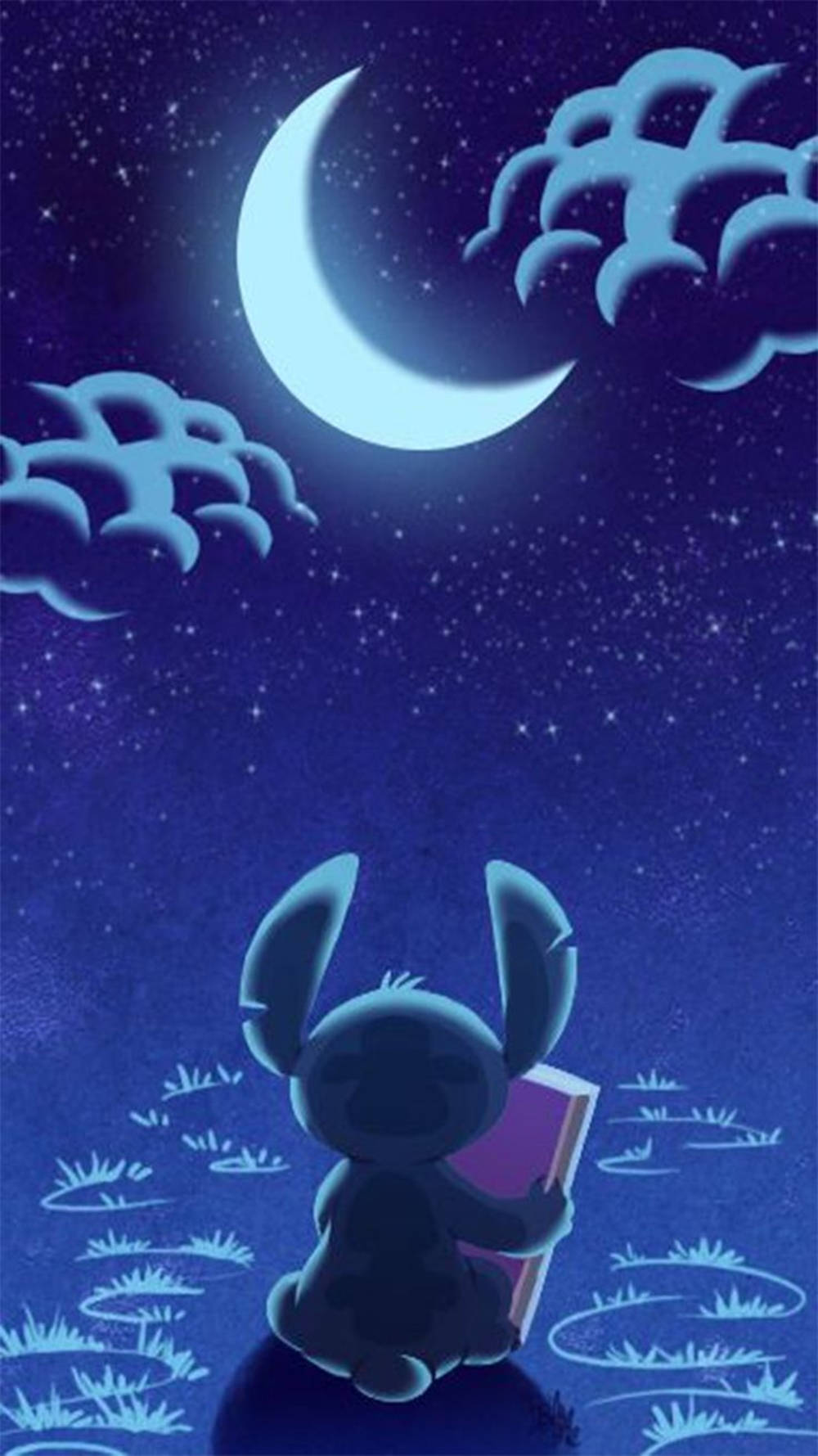 Cute Stitch Sea Moonlight Iphone Background