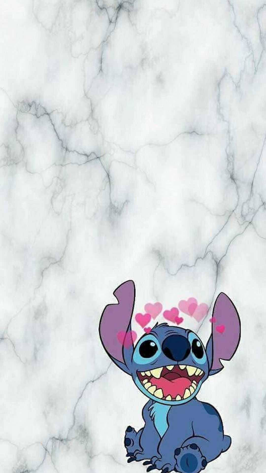Cute Stitch With Pink Hearts Background