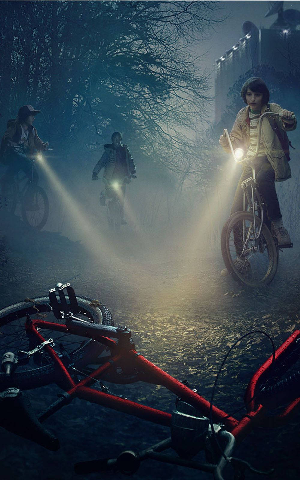 Cute Stranger Things Young Bikers In Forest Background