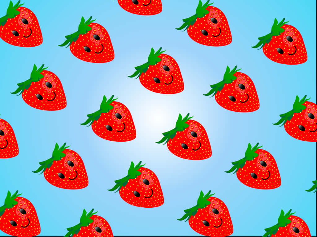 Cute Strawberry Fruit Smileys Background