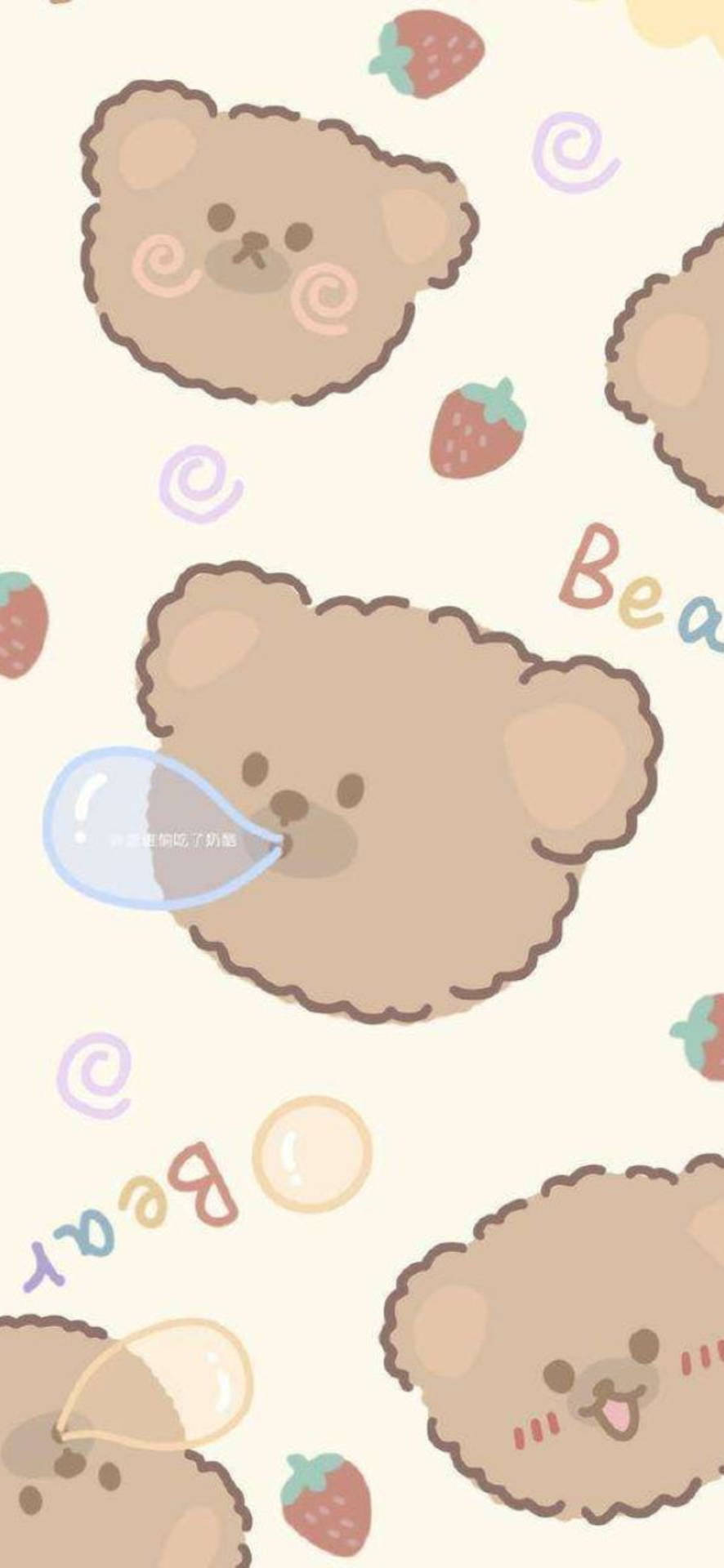 Cute Strawberry Korean Bear Background