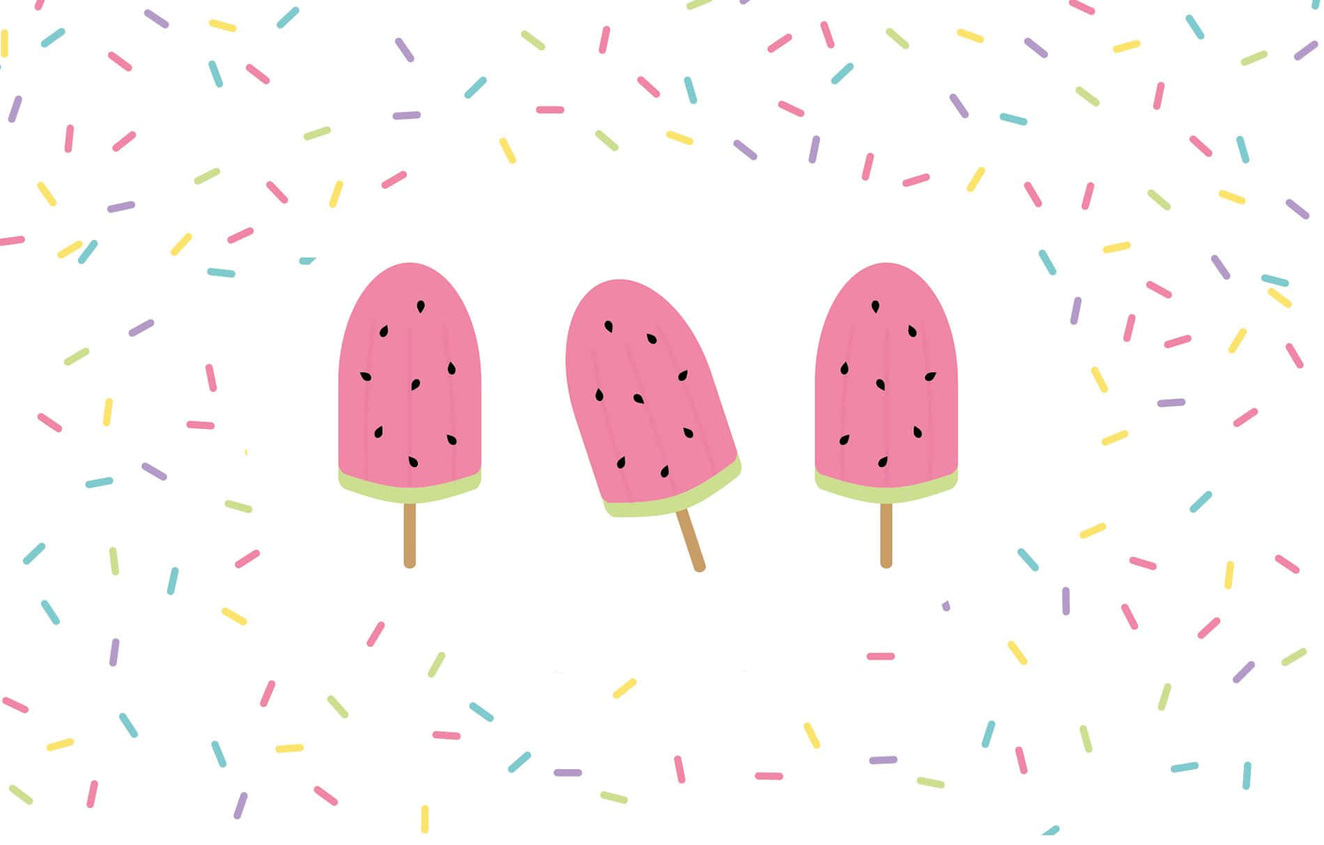 Cute Summer Desktop Watermelon Popsicles Background
