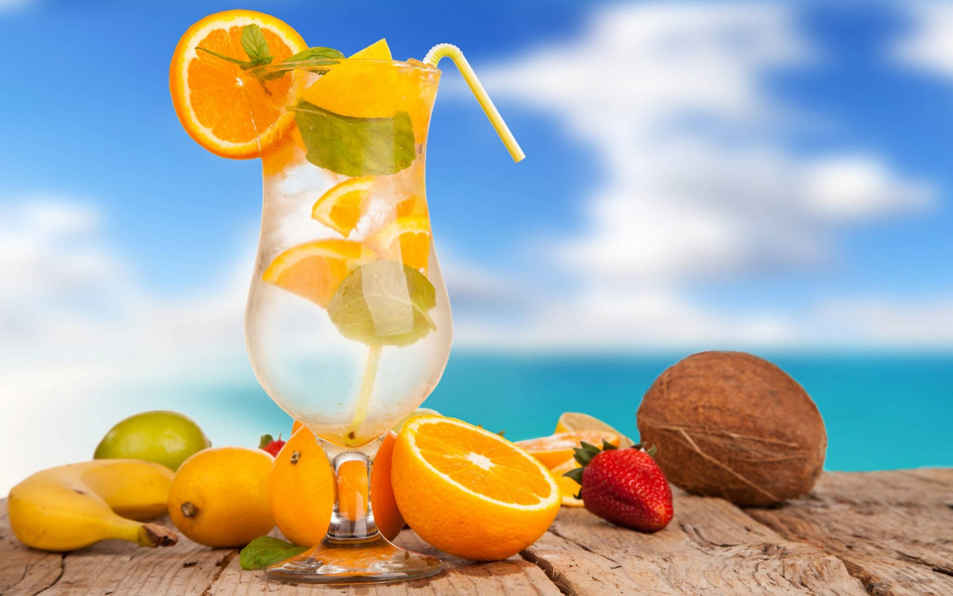 Cute Summer Drink Fruit Garnish Background