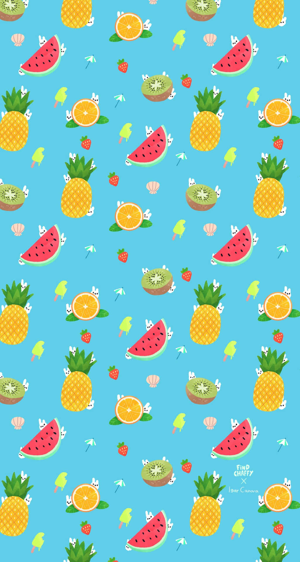 Cute Summer Fruits Pattern Phone Background