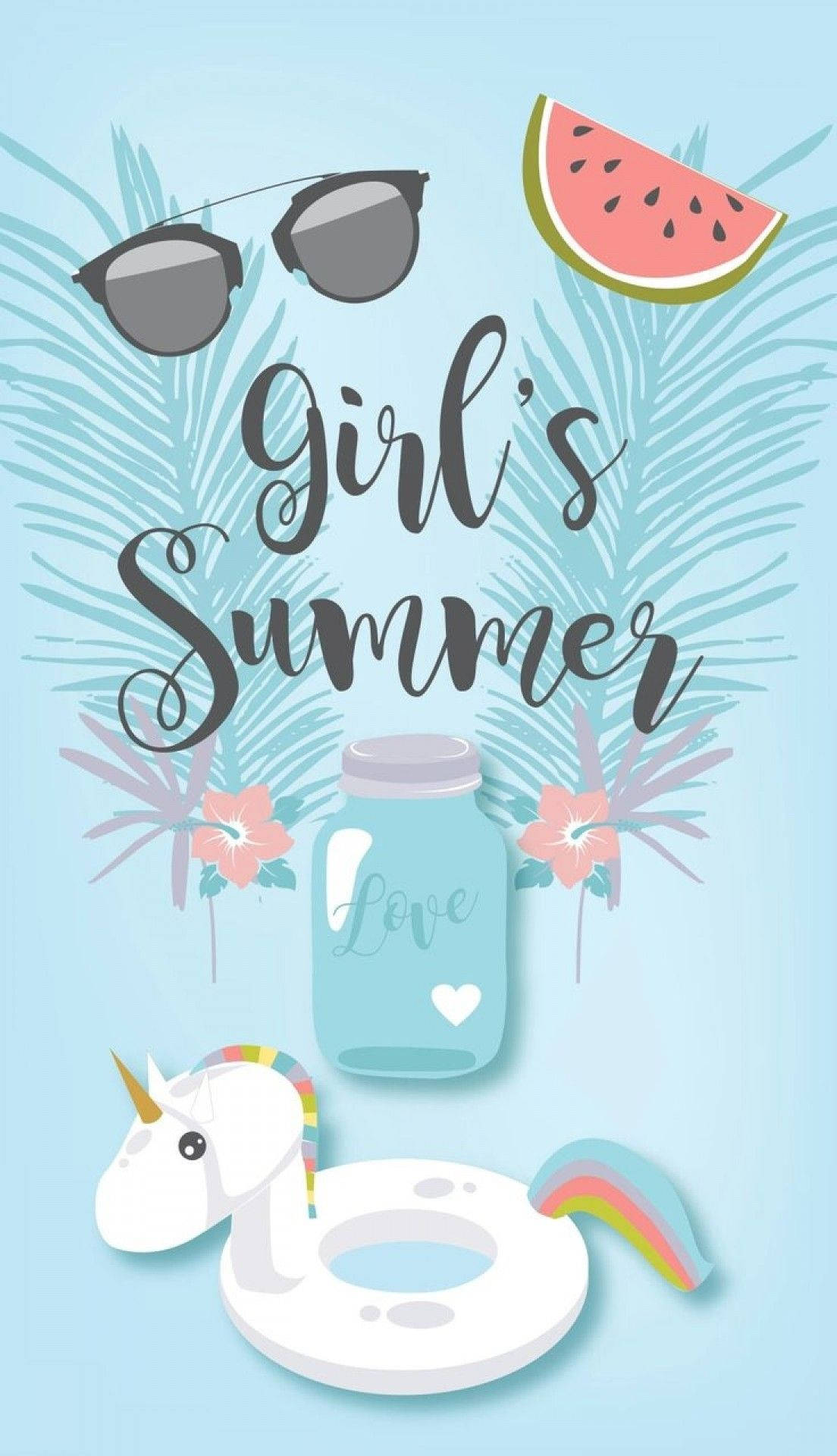 Cute Summer Girl Art Background