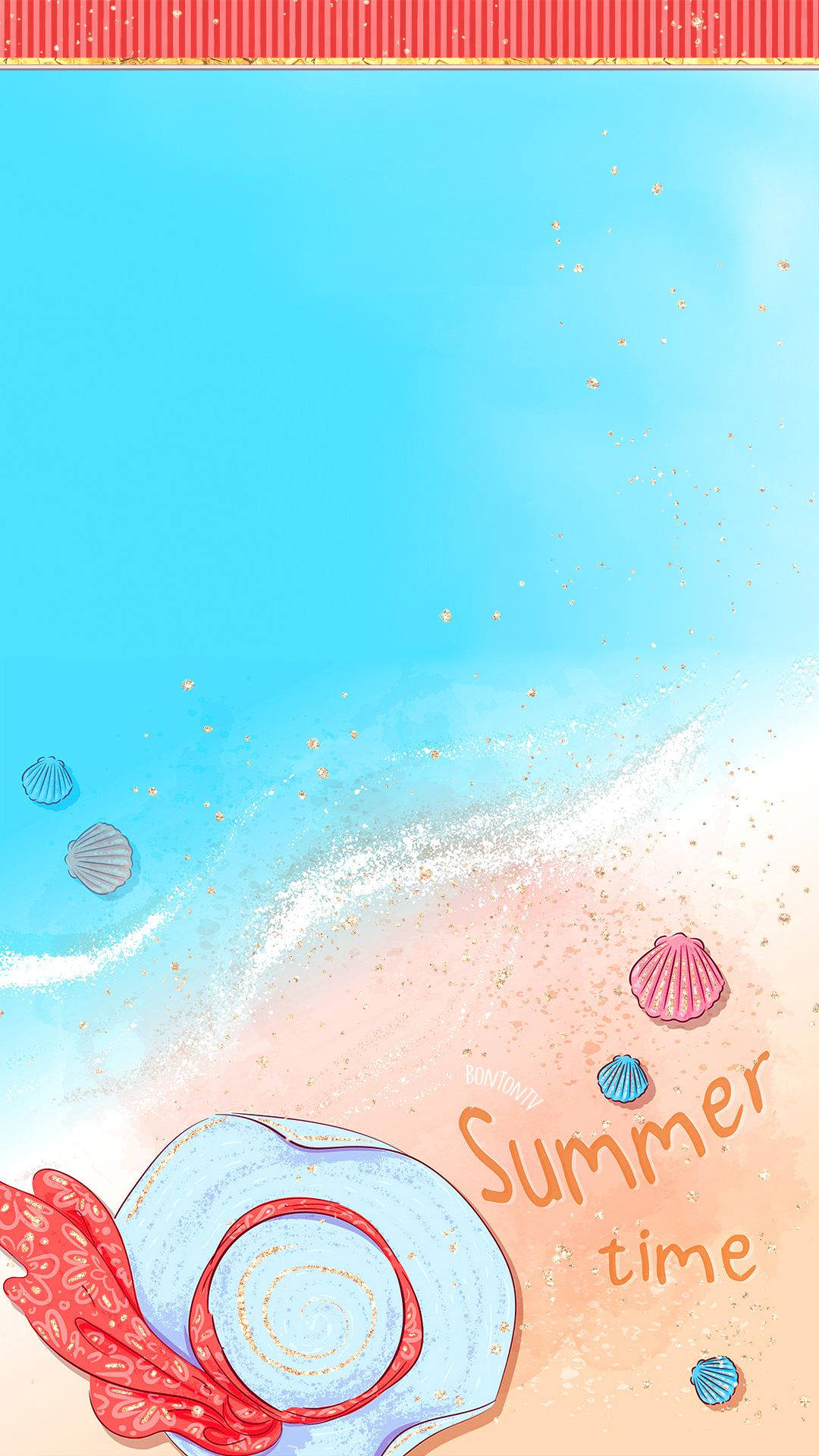 Cute Summer Hat At Beach Background