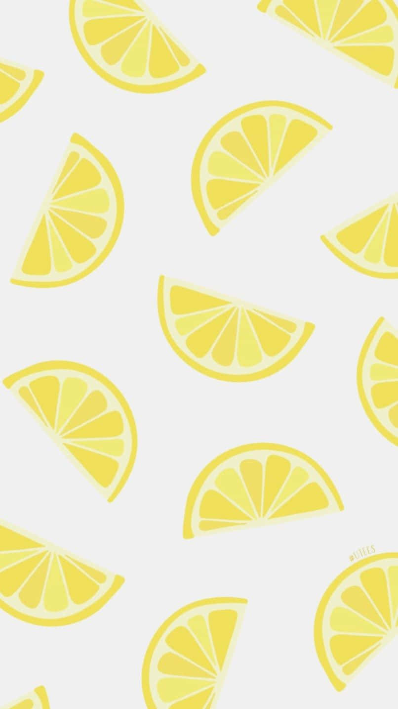 Cute Summer Slice Of Lemon Pattern Phone Background