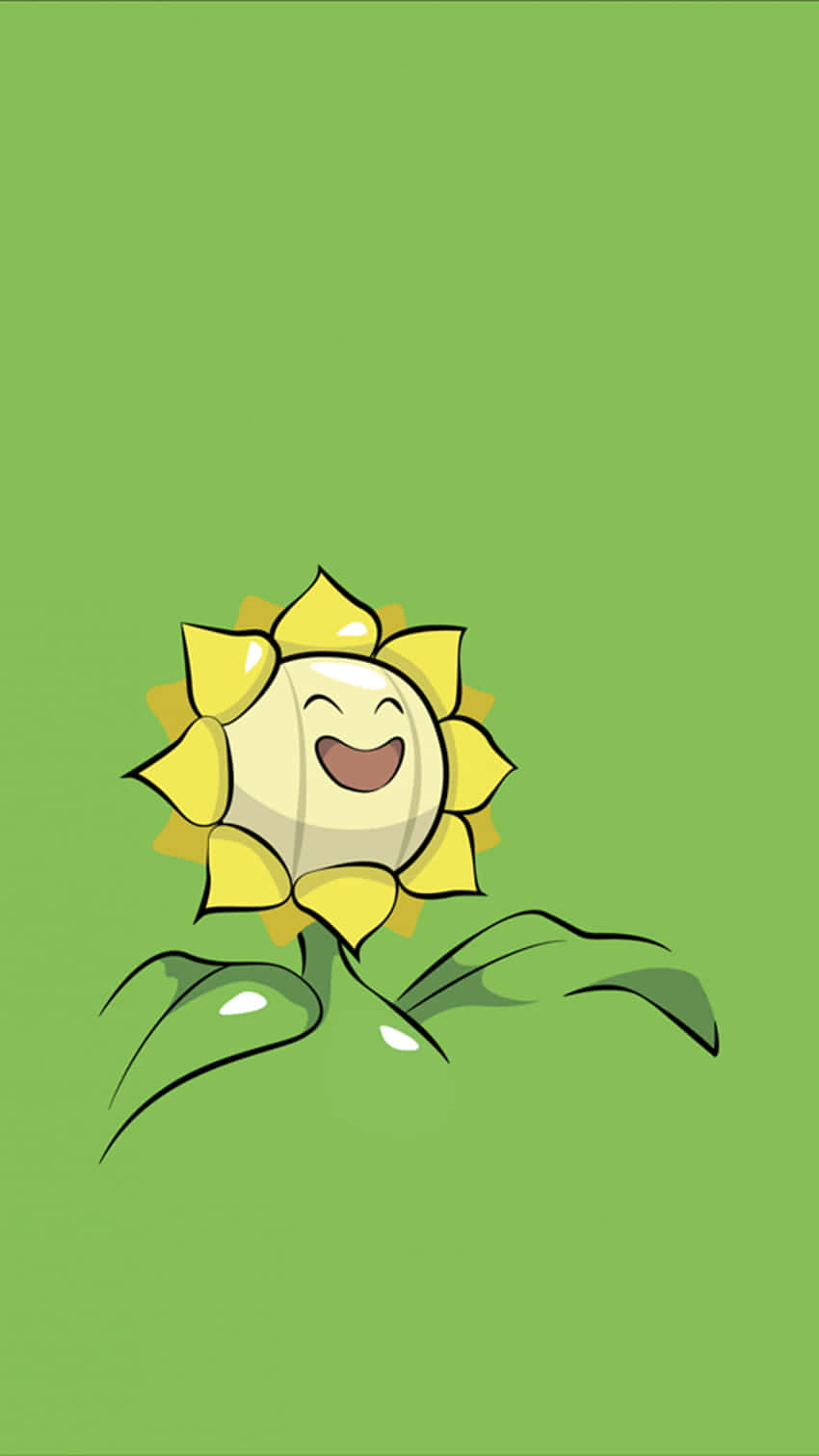 Cute Sunflora On Green Background Background