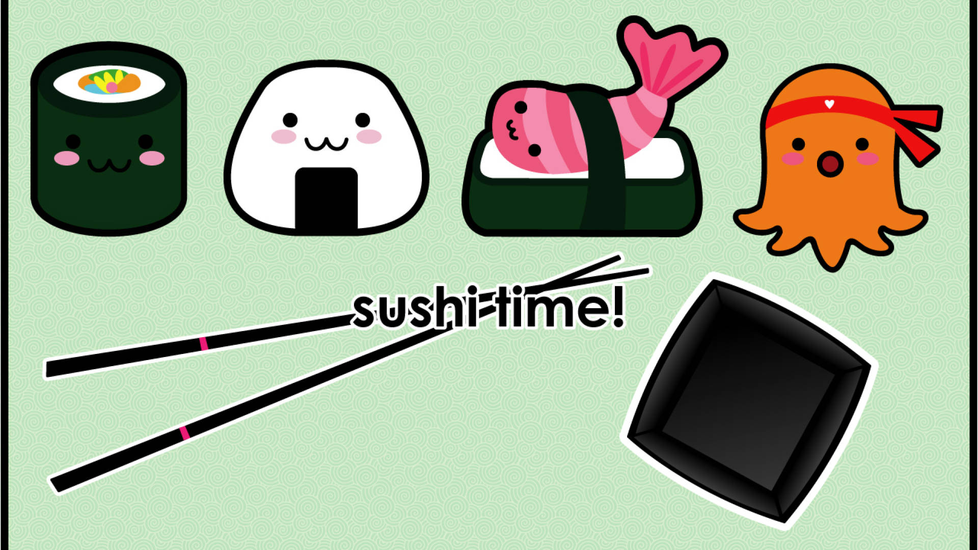 Cute Sushi Food Cartoon Background