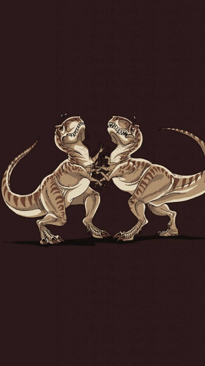 Cute T-rex Dinosaur Fight Funny Phone Background