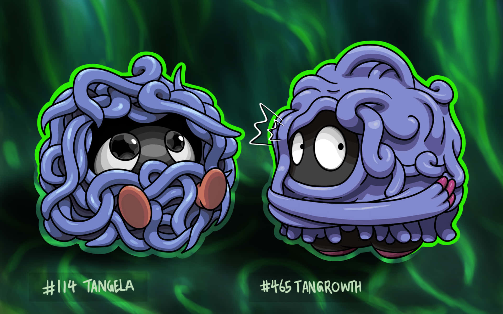 Cute Tangela And Tangrowth Artwork Background