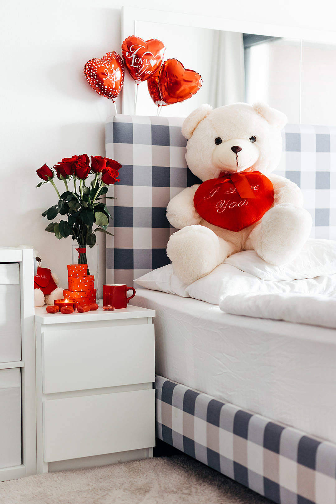Cute Teddy In Bed Background