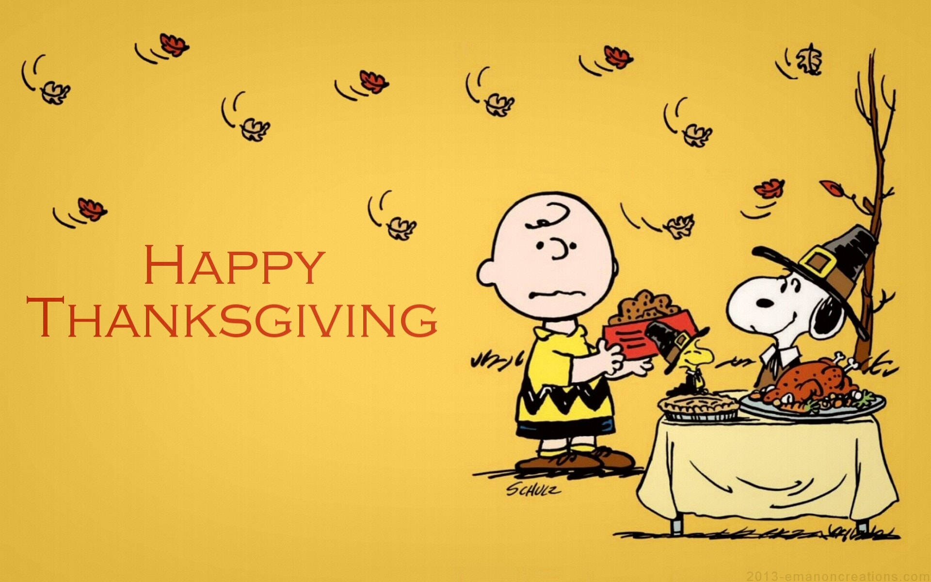 Cute Thanksgiving Charlie And Snoopy Background
