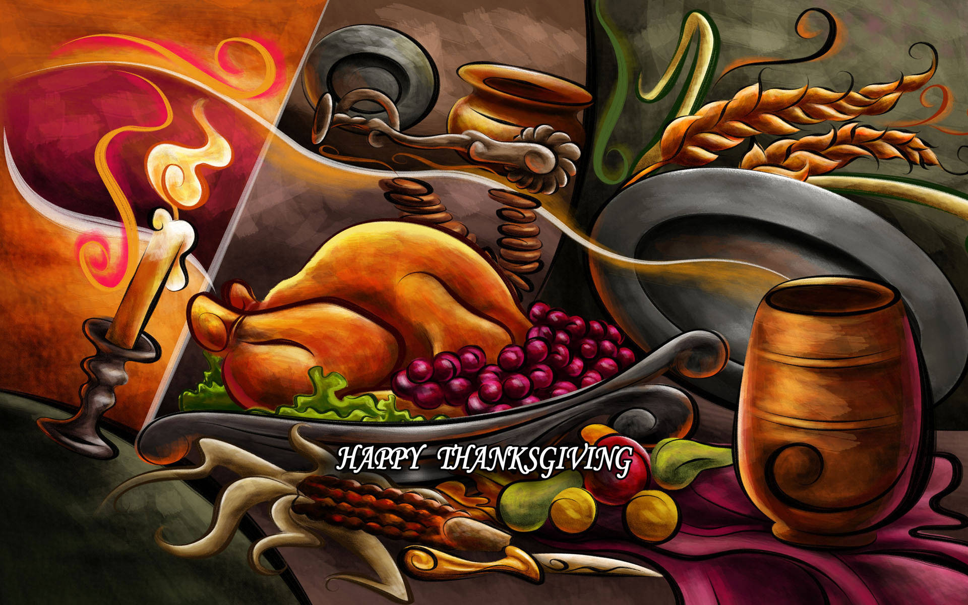Cute Thanksgiving Holidays Food Art Background