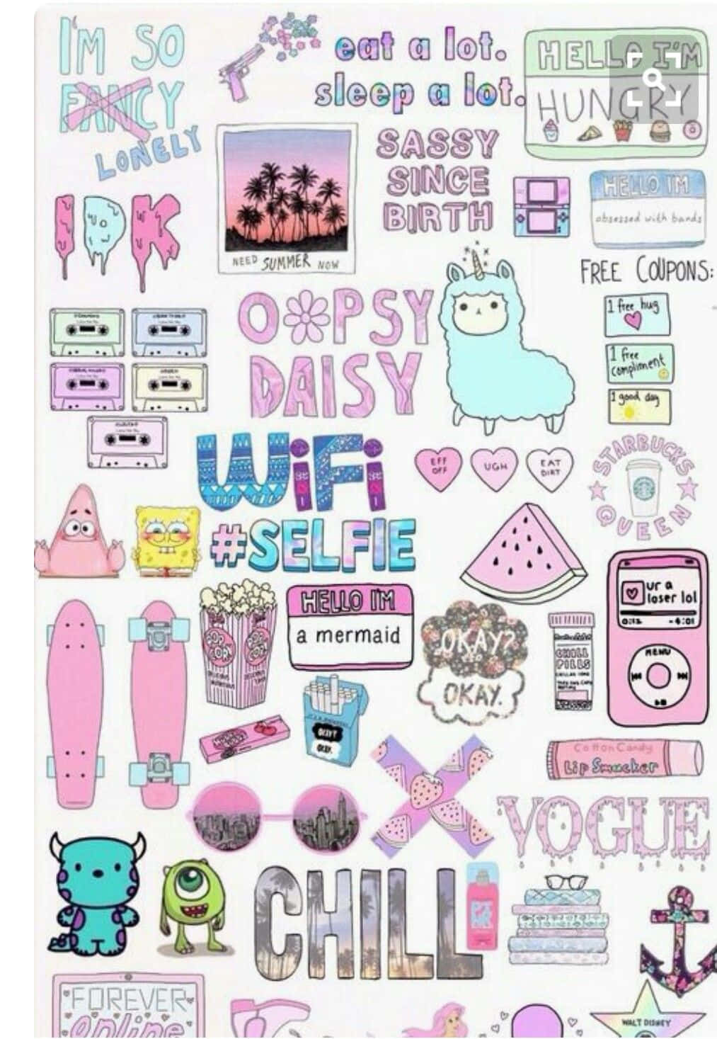 Cute Things Journal Stickers Background