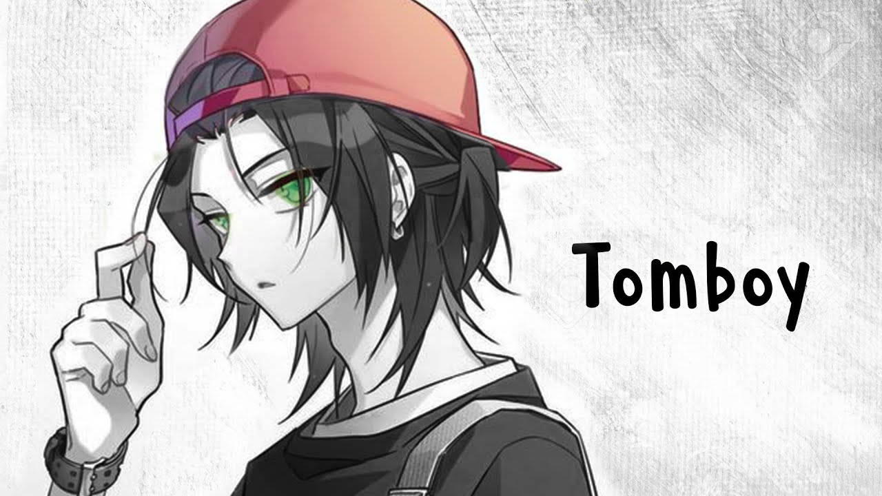 Cute Tomboy Red Cap Green Eyes Background