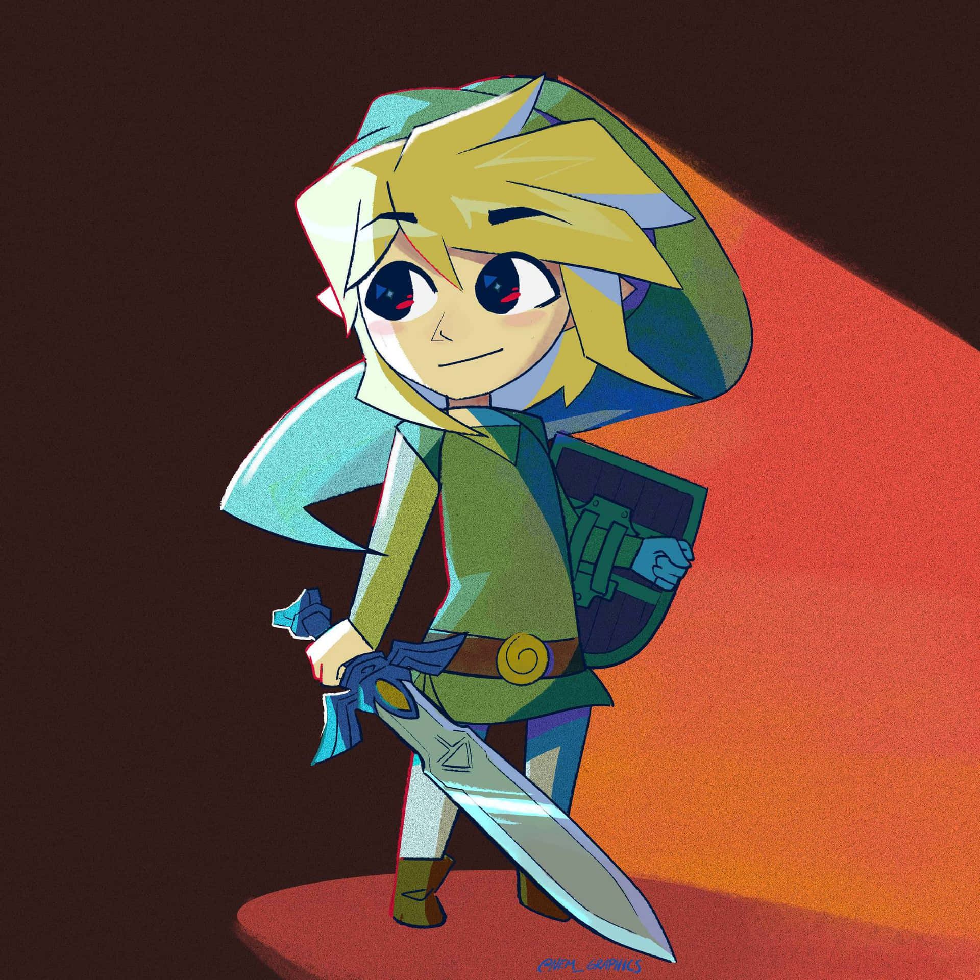 Cute Toon Link With A Sword Background