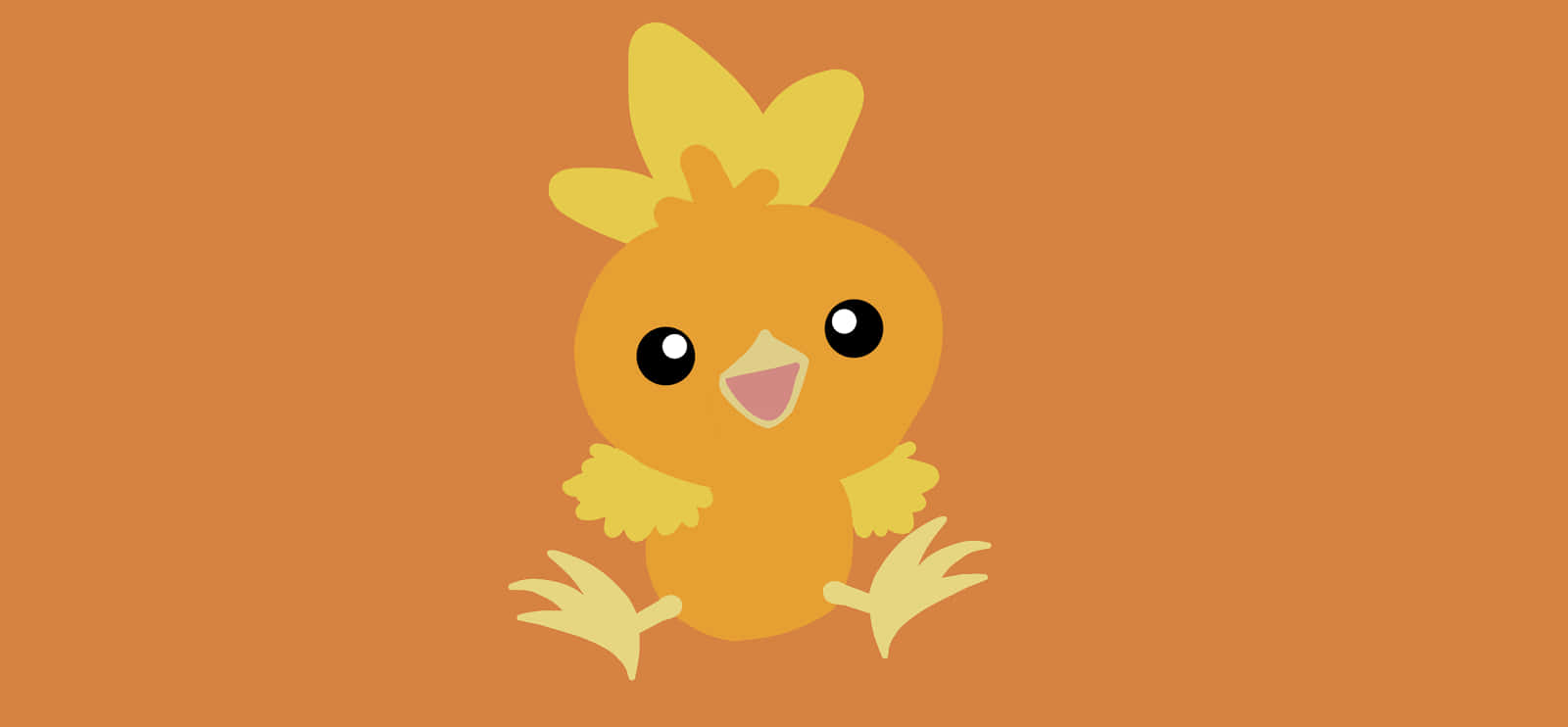 Cute Torchic Illustration With Orange Background Background