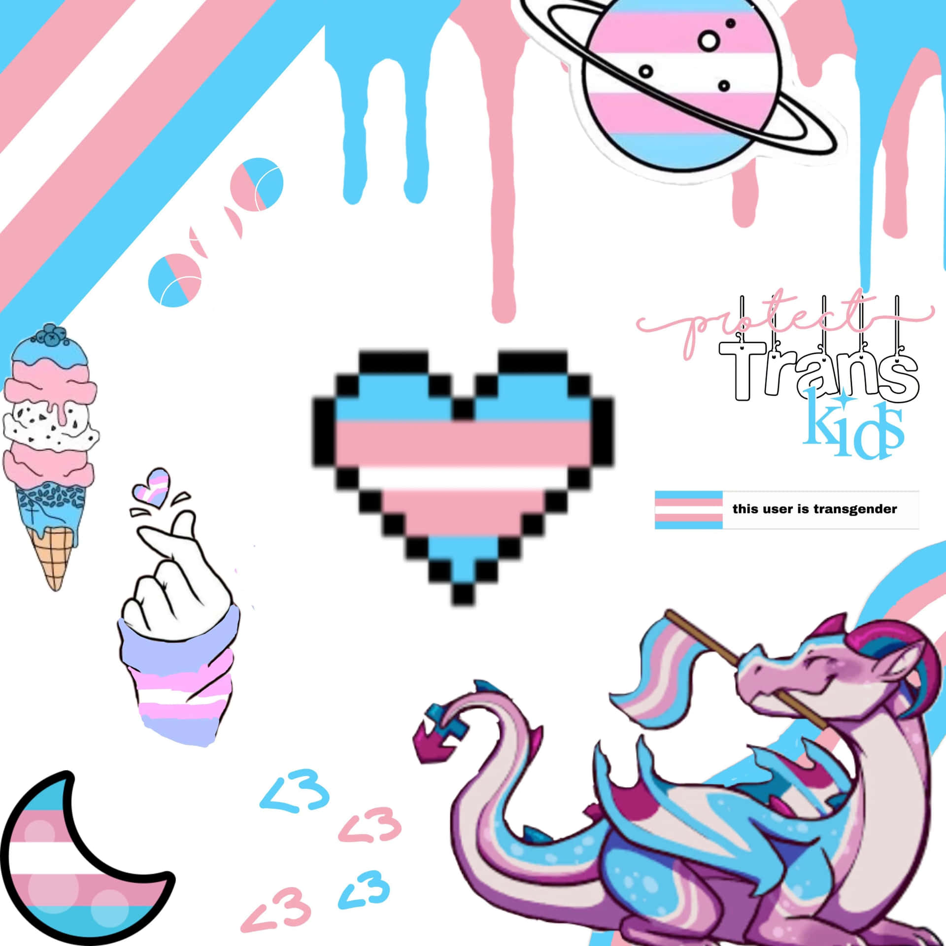 Cute Trans Color Sticker Collage Background