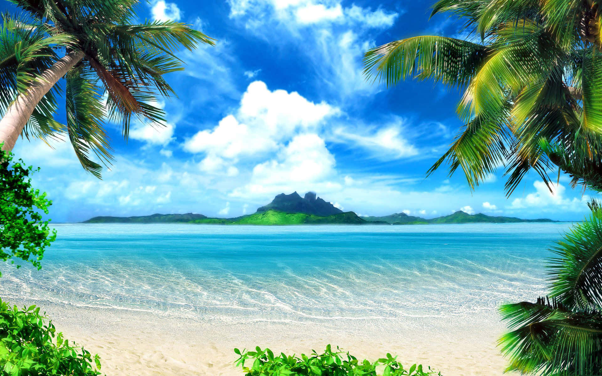 Cute Tropical Blue Sky Beach Background