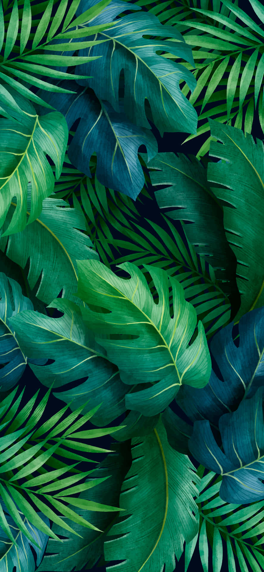 Cute Tropical Leaves Pattern Background