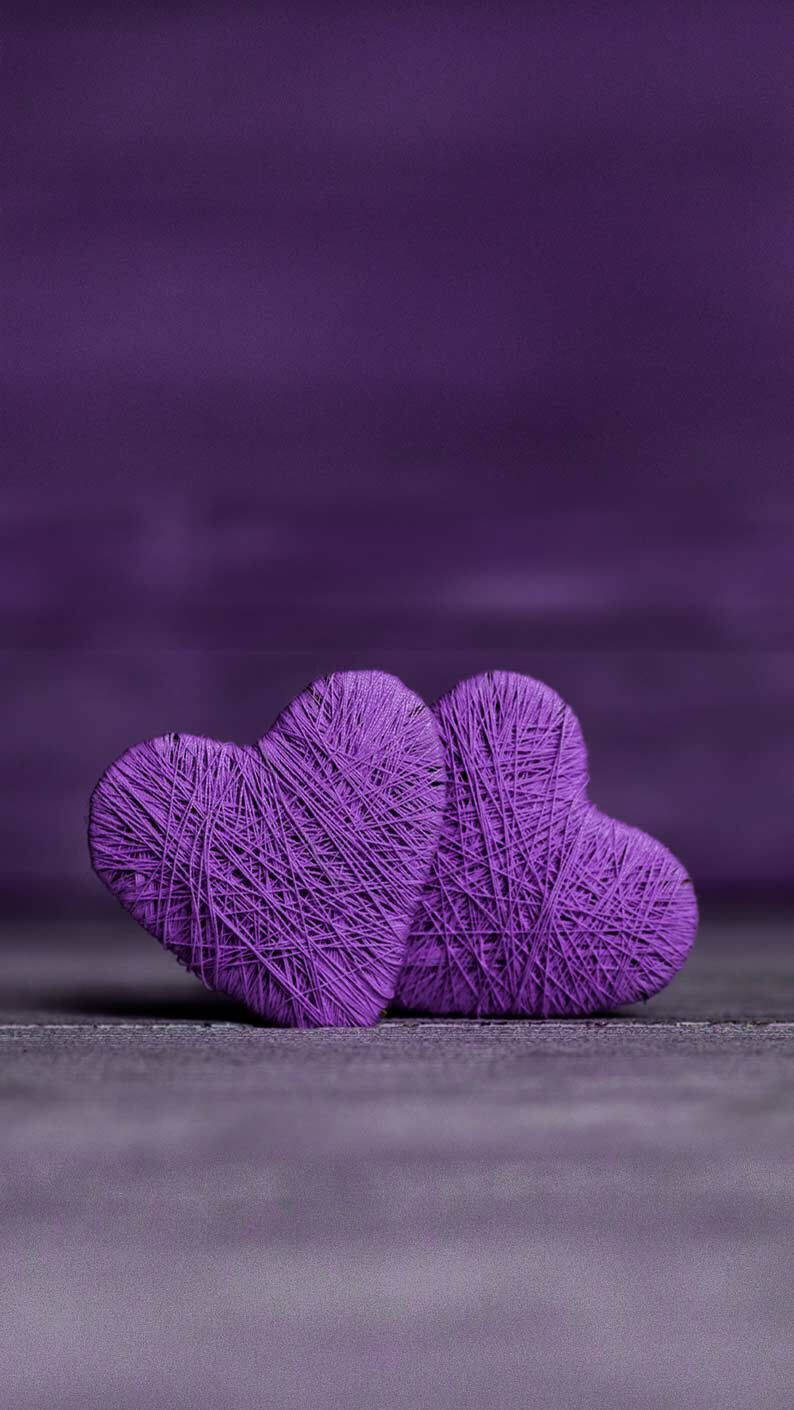 Cute Two Purple Yarn Hearts