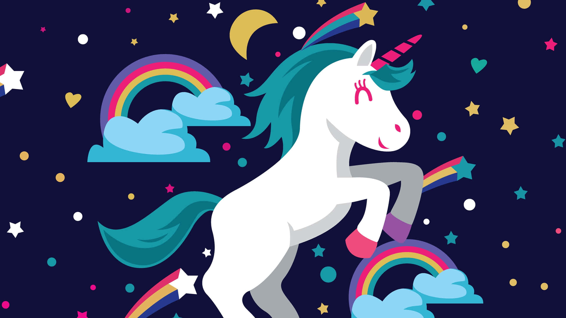 Cute Unicorn In A Magical Forest Background