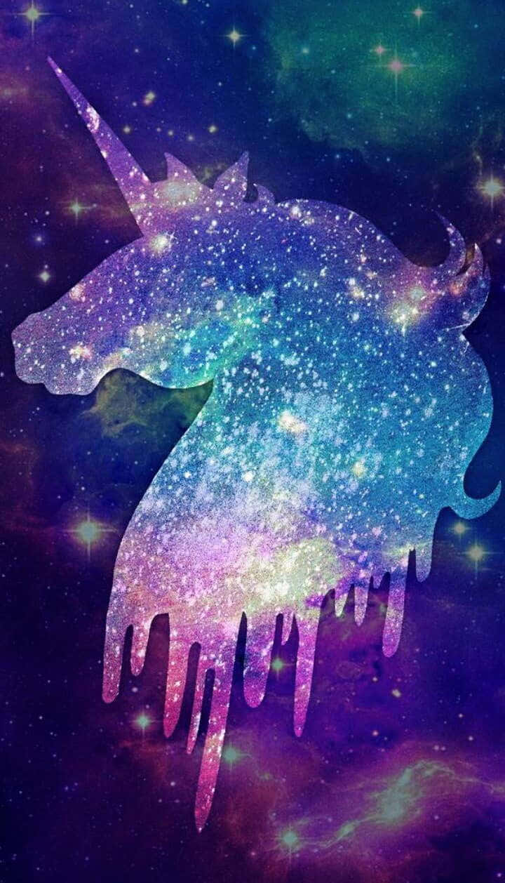Cute Unicorn With Rainbow Mane And Starry Background