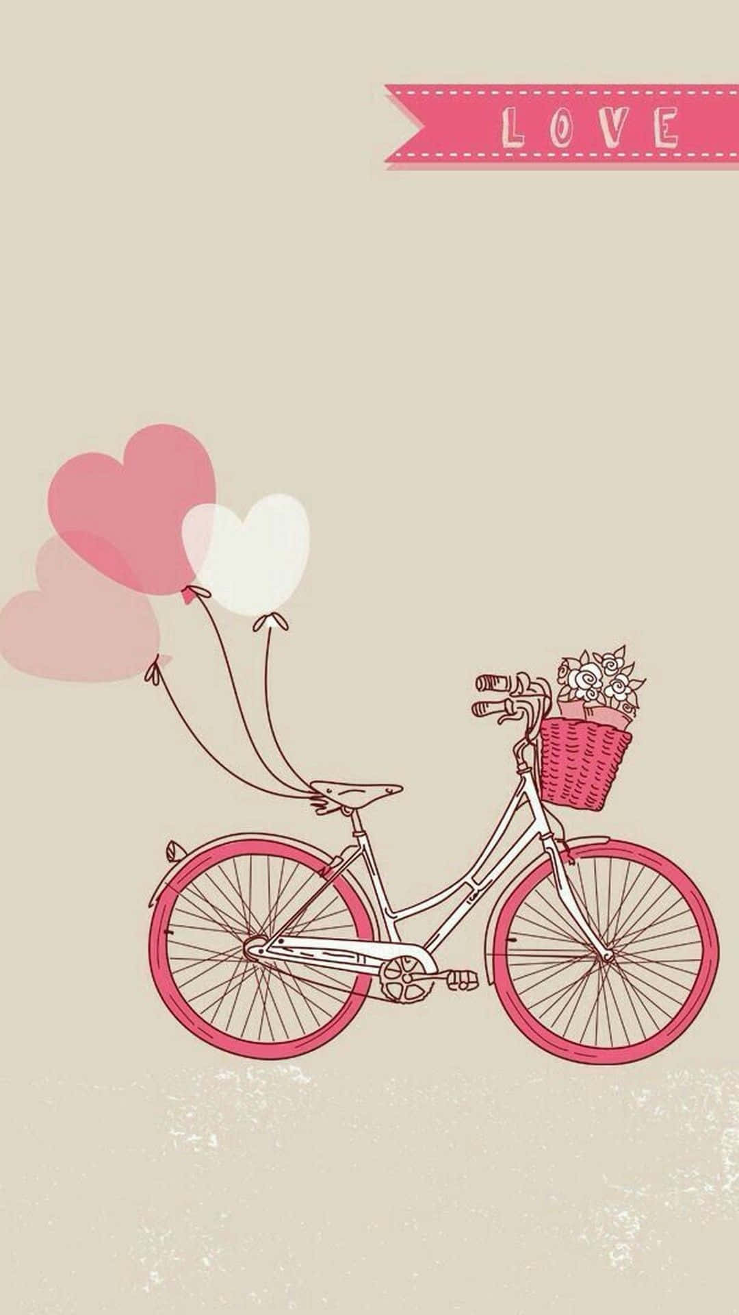 Cute Valentine Bicycle And Hearts