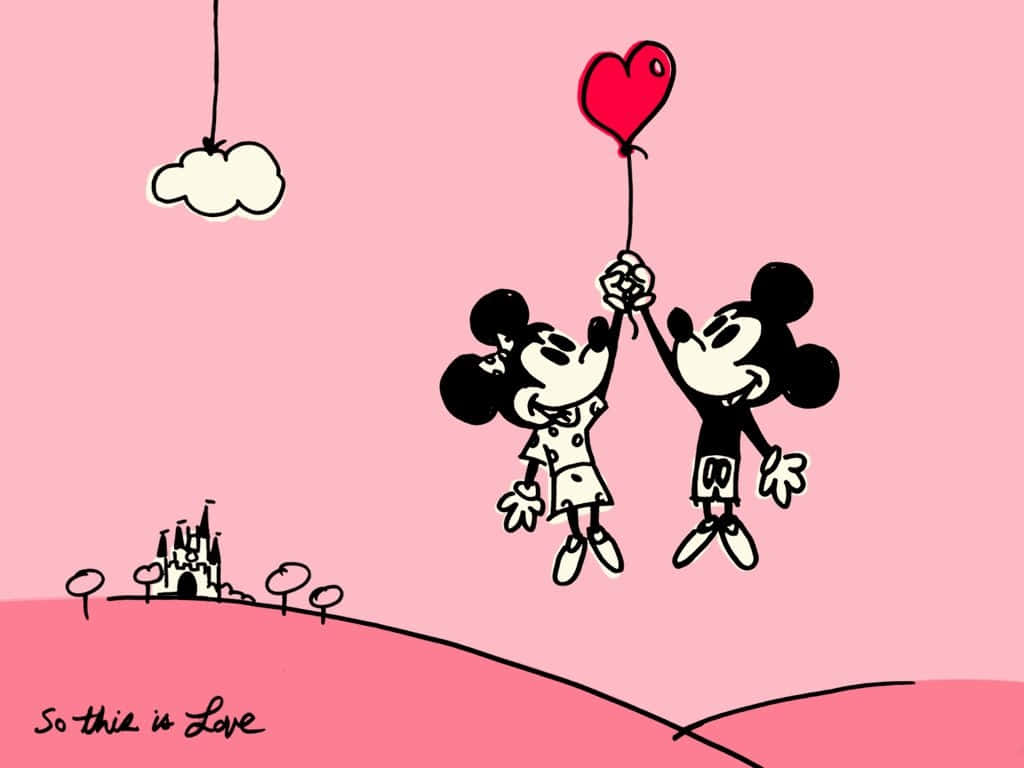 Cute Valentine Mickey And Minnie Mouse Background