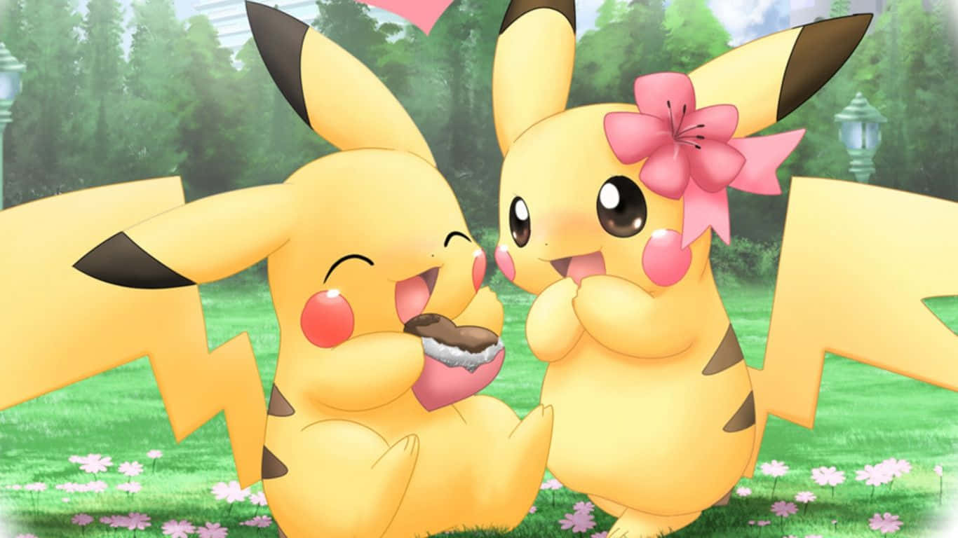 Cute Valentine Pokemon Pikachu And Pikala Background